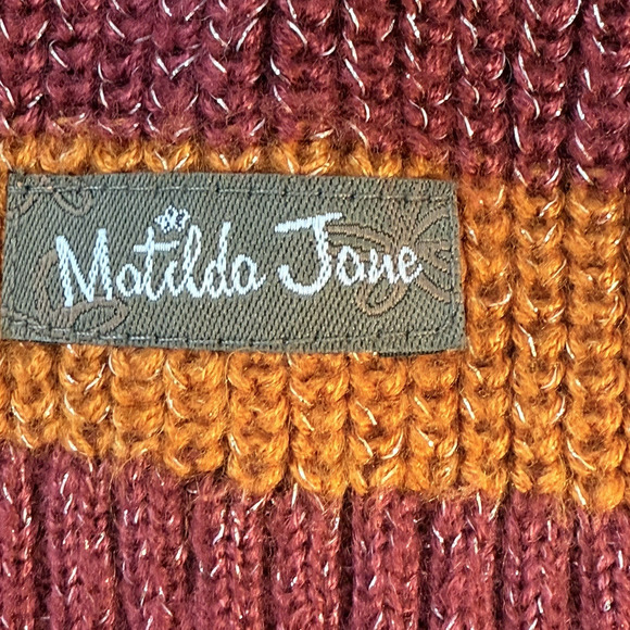 Matilda Jane Stay Cozy Cardigan Sweater Hooded Duster Small Open Front Metallic - Picture 11 of 15